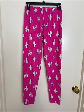 Agnes & Dora Hot Pink Cactus Print Leggings NWOT